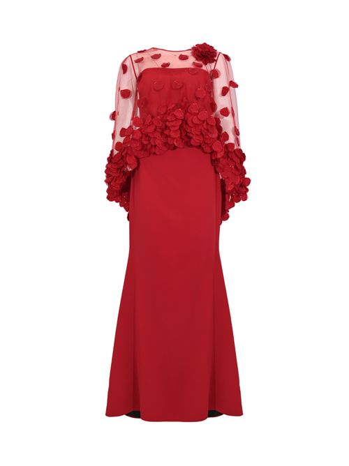 Abito lungo Lobella 99107 in crepe e tulle TARIK EDIZ | 99107DARK RED